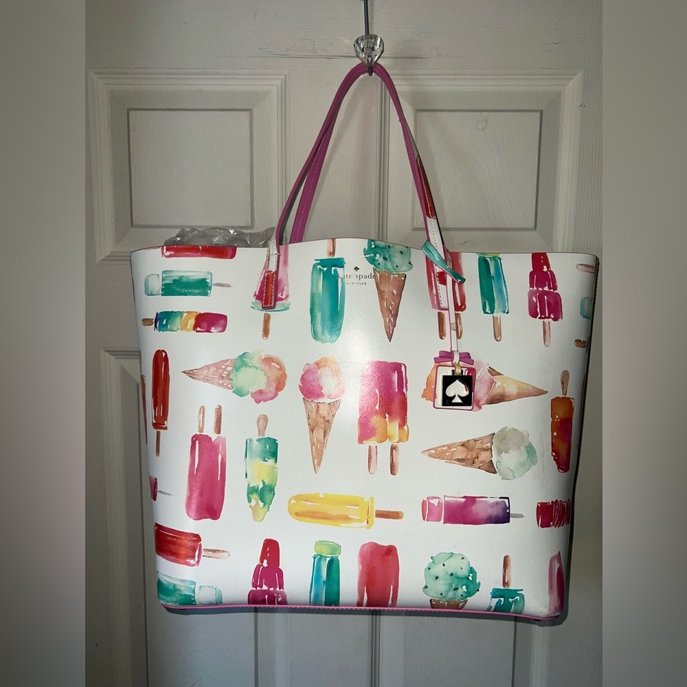 RARE Kate Spade Francis Tote, Flavor of the Month, ice cream, Large leather tote